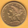 1885-S USA $5 Gold Liberty Coronet coin
