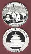 2013 Chinese PANDA BEAR 1 ounce SILVER COIN