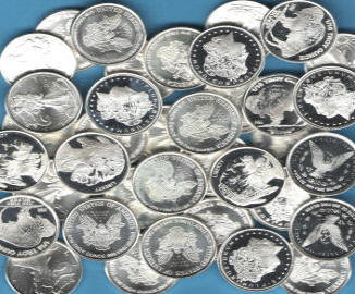 Group of TENTH ounce SILVER Rounds